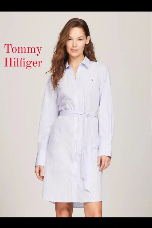 Tommy Hilfiger Belted Stripe Shirtdress – venta final no devolucion.